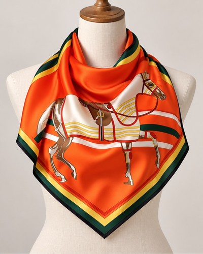 Orange horse print - orange, square